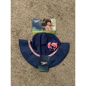 Speedo UV Bucket Hat Kids UV 50+ Swim Hat Sz S/M 6-12 Months Pink Dolphins Hat